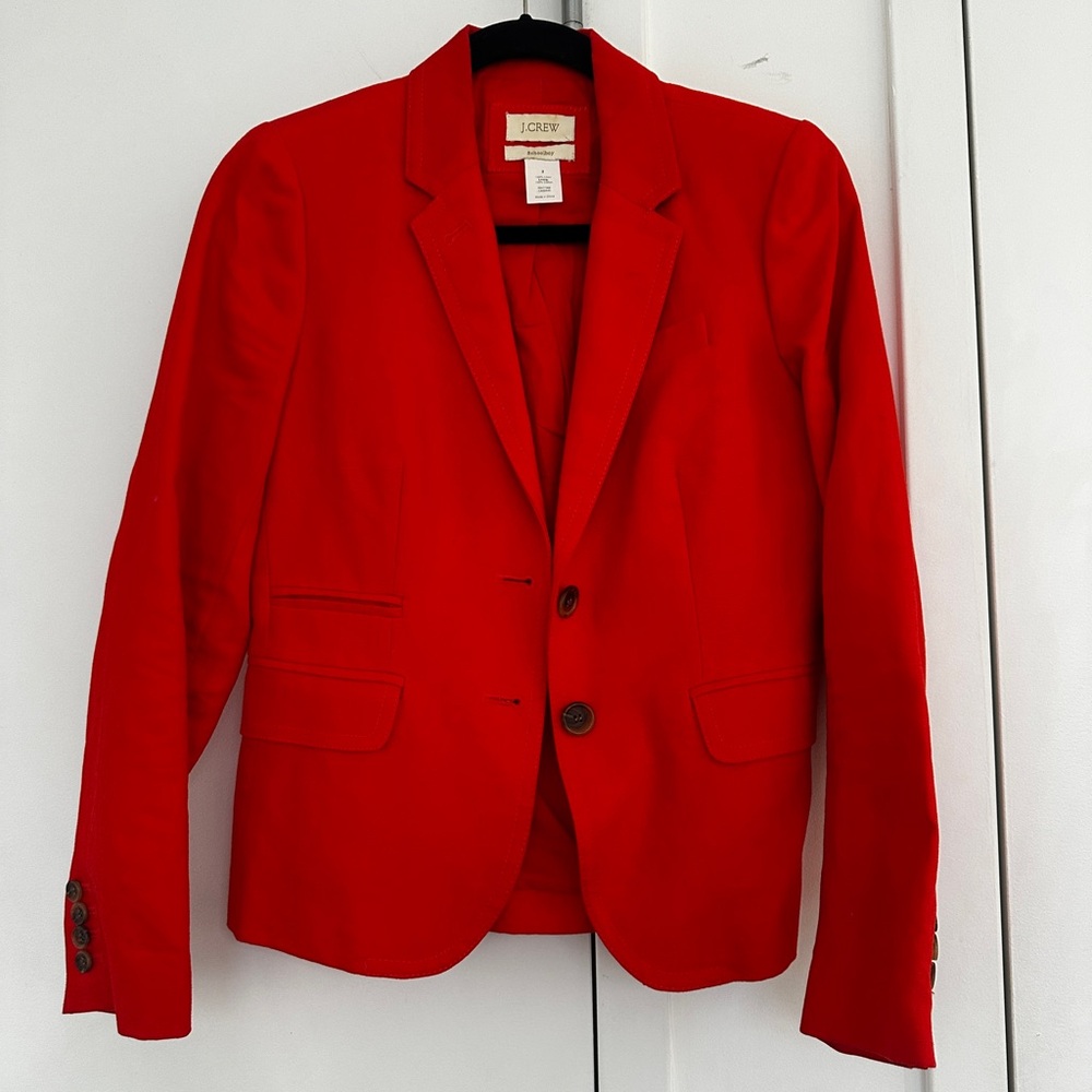 J Crew Schoolboy Blazer in Bright Orange Red